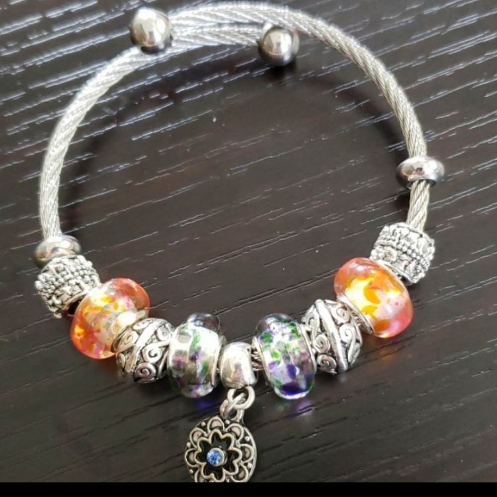 Titanium  steel wire charm bracelet